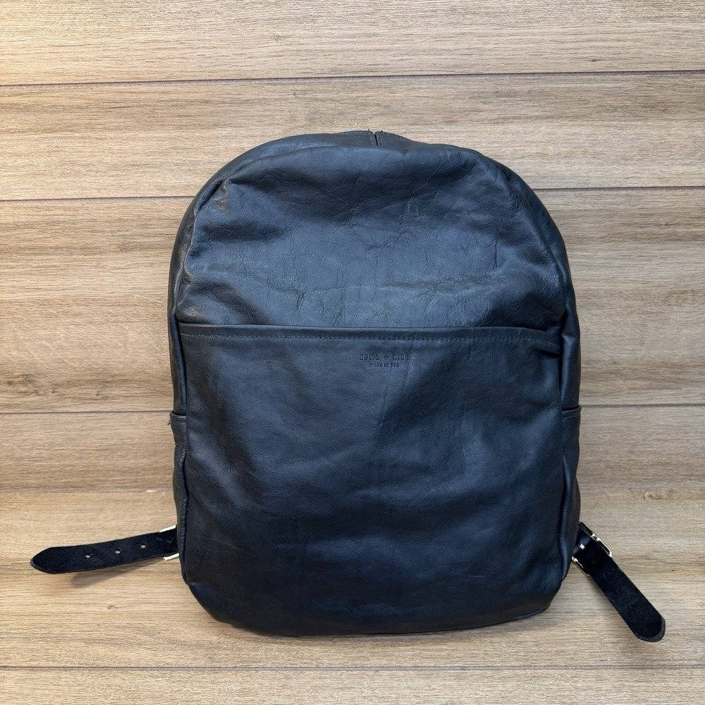 Rare Howl + Hide Backpack Full Grain Black Leather Work Travel Indianapolis USA